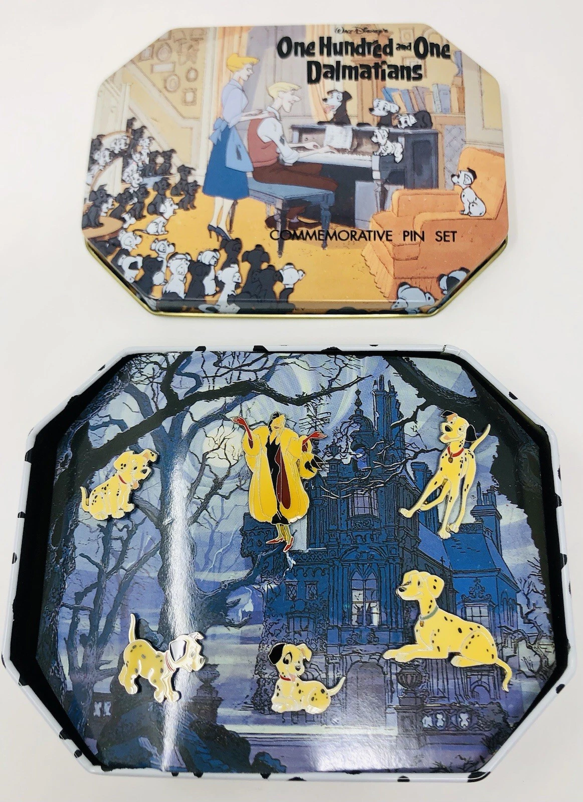 Disney 101 Dalmations commemorative 6 pin set in tin box
