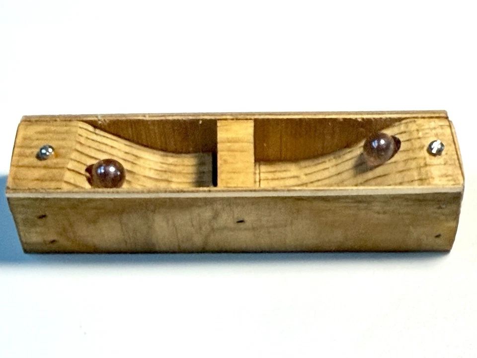 Juego de rompecabezas de equilibrio de mármol de madera hecho a mano 7” arte popular juguete de escritorio Foto 3 de 4