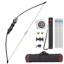 50" Recurve Bow and Arrow Set for Adult Beginner,with 6 Arrows, Archery Quive...