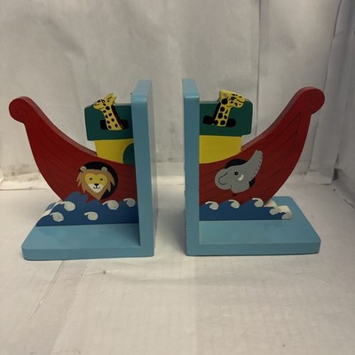 Retro Vintage Serendipity Arche Noah Holz Buchstützen (Kinderzimmer Regal)