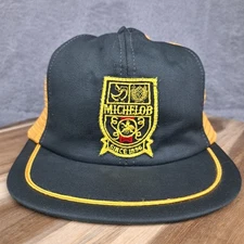 Vintage Michelob Hat Cap Snap Back Black Gold Braid Crest Meshback Trucker Beer