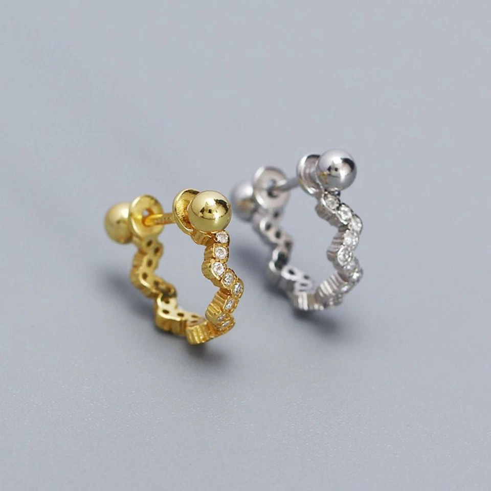 Aro irregular de plata de ley 925 con círculo ondulado, piercings en el pezón barra para mujer Foto 3 de 4