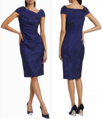 $660 NWT Teri Jon Navy Black Metallic Jacquard Cocktail Dress Sz.18 cup  sleeve | eBay
