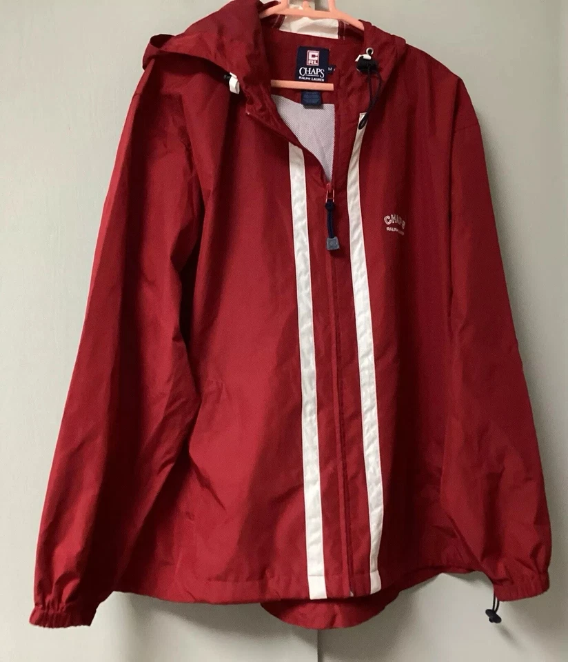 Vintage Chap Ralph Lauren Jacket Mens Medium Red Full Zip Windbreaker Rain Coat - Image 4 of 4