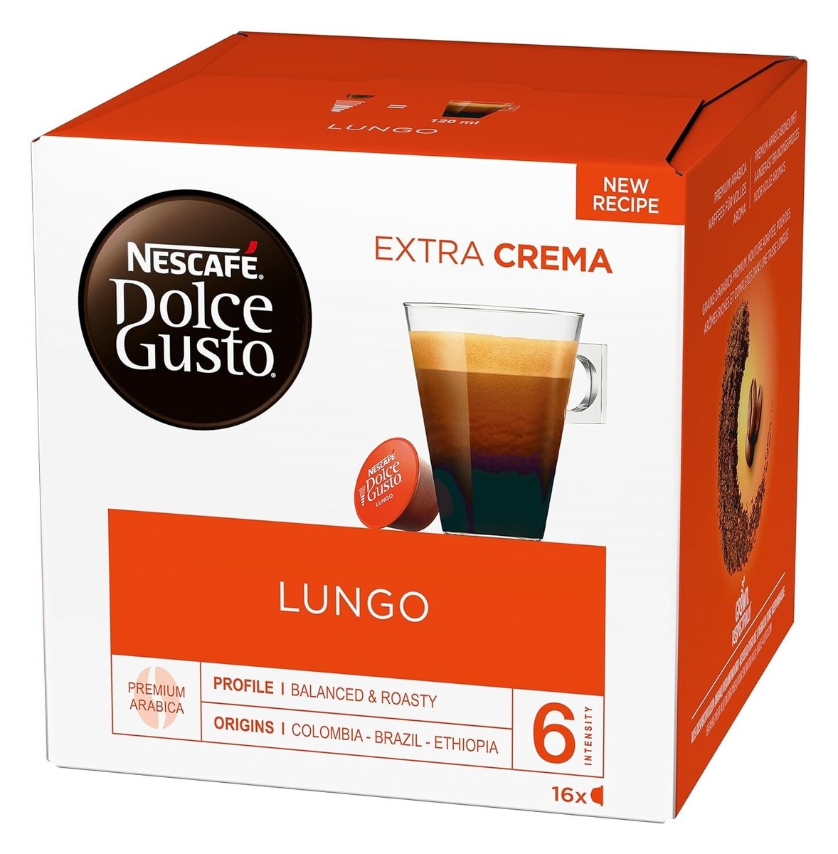Nescafe Dolce Gusto Lungo coffee capsules Arabica beans (1x16
