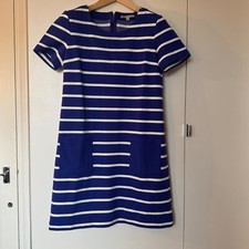 Gap Women's Stretch Shift Dress Striped Nautical Blue & White with Pockets - XS