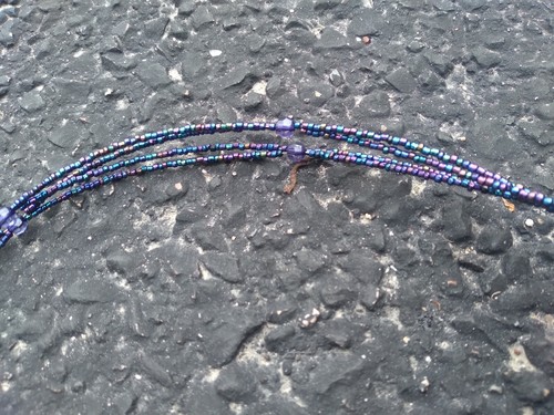 Vintage Beaded Satin Embroidery Purse Bag Purple Blue - Picture 11 of 15