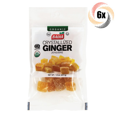 6x Bags Badia Organic Crystallized Ginger Jengibre | 1.5oz | Gluten Free!