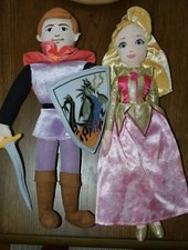 DISNEY STORE SLEEPING BEAUTY PRINCESS AURORA  PRINCE PHILLIP PLUSH 15 1/2"