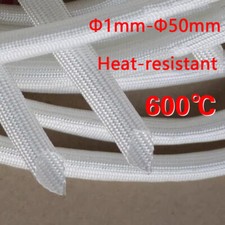 600 C High TEMP Fiberglass Sleeving Cable Wire Inner Diameter  1-50mm White Tube