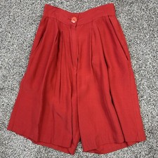 Vintage Francine Browner Red Shorts Pleated With Pockets High Waist Made in USA