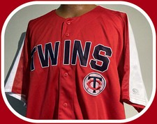 MINNESOTA TWINS TRUE FAN ADULT XLARGE SEWN BUTTON DOWN REPLICA ON FIELD JERSEY