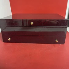 Silverware Flatware Storage Box Chest Wooden High Gloss Lacquer w/Drawer 