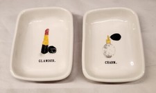 Rae Dunn Set of 2 Pair Trinket Trays by Magenta CHARM GLAMOUR Each 5" x 3.75"