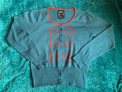 Edith&Ella Copenhagen vintage Sweater Cardigan M wool blend bow