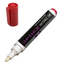 "Opticz UV Blacklight Reactive Large Tip Invisible Ink Marker Red"