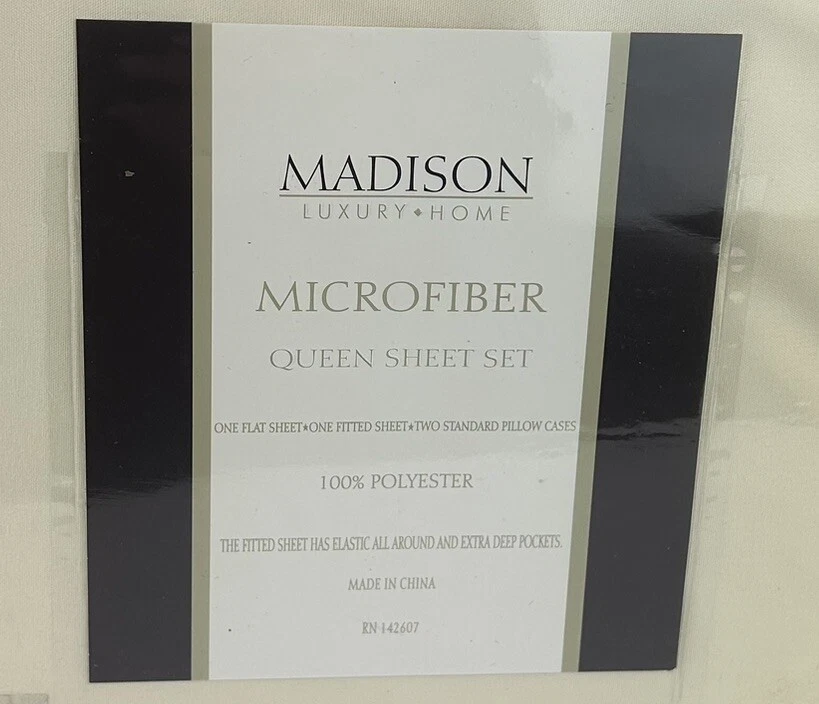 Madison Microfibra Queen Juego de Sábanas 4 Piezas Bolsillos Extra Profundos Beige NUEVO Foto 2 de 3