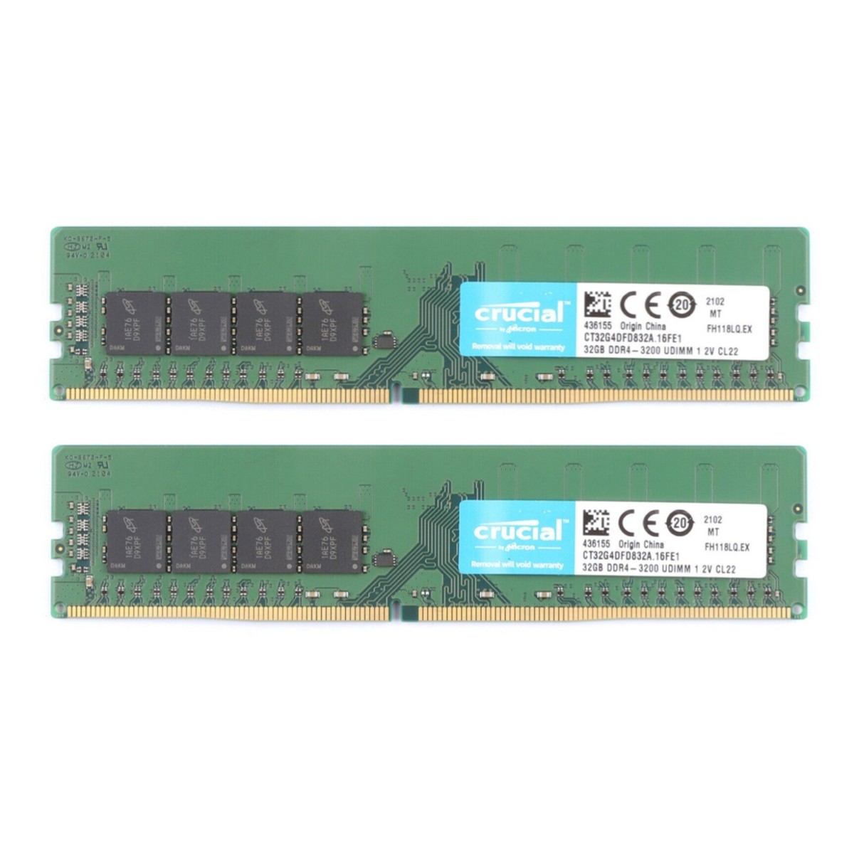crucial DDR4-3200 32GB×2 64G Crucial 64GB (2X 32GB) DDR4 3200MHz PC4-25600 Desktop Memory