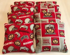 8 CORNHOLE BEAN BAGS OHIO STATE BUCKEYES OSU BUCKS ALL WEATHER WATERPROOF 