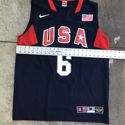 Nike Lebron James 2008 USA Olympic Jersey Men Medium Blue #6