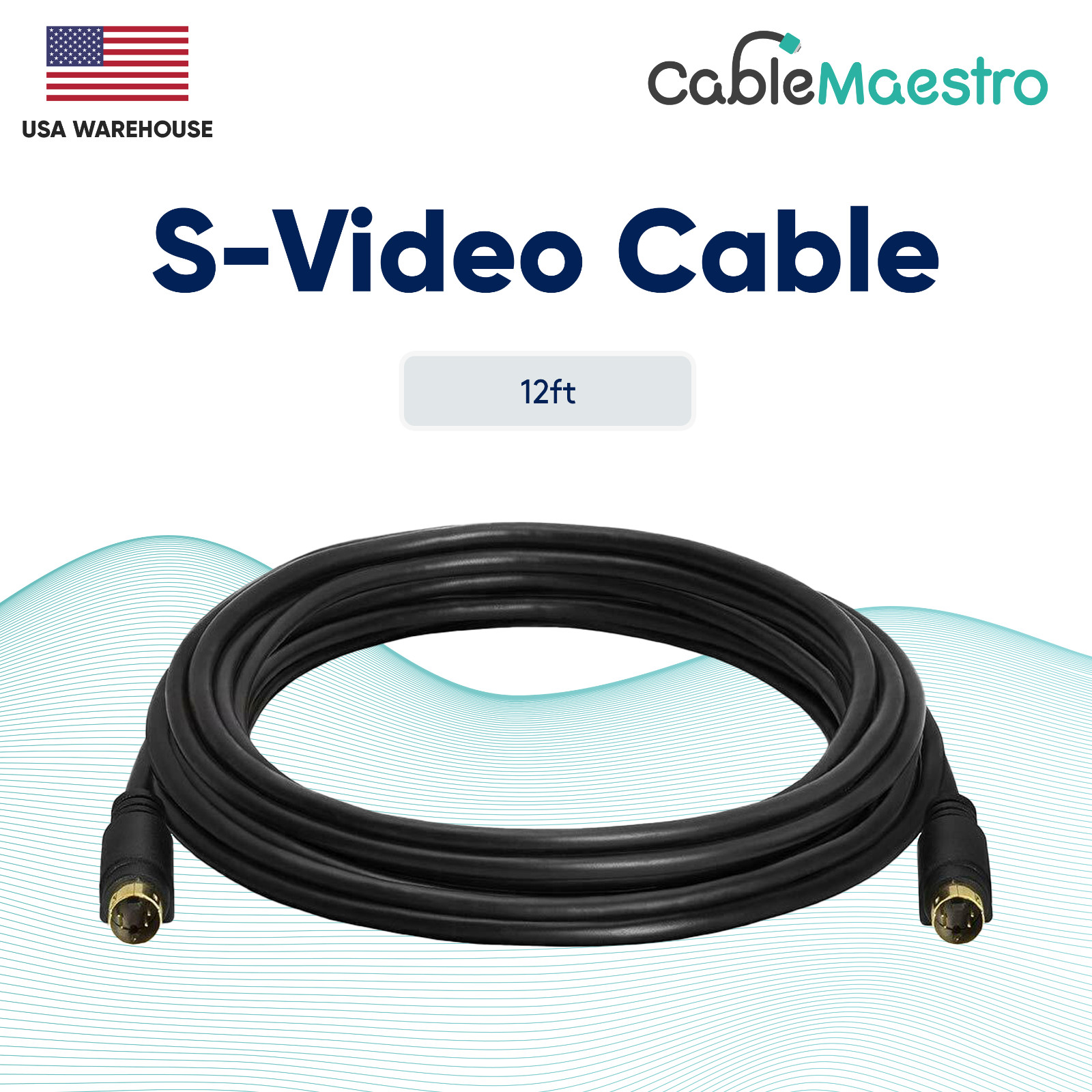 S-Video Cable Male To Male For Monitor VCR Gold Plated 4 Pin