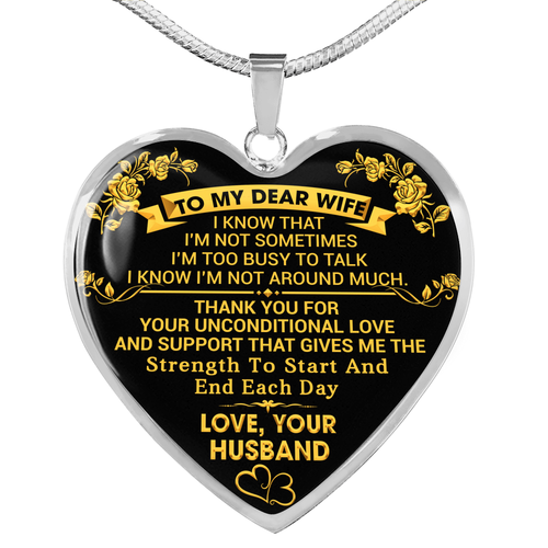To My Dear Wife Necklace Heart Pendant 