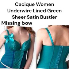Cacique Women Underwire Lined Green Sheer Satin Bustier Top 18/20