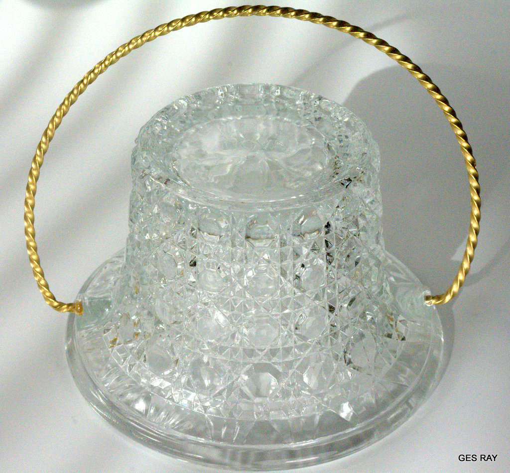 Vintage Fostoria Glass Avon Glass Basket with Gold Metal Handle eBay