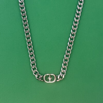 Titanium Steel Link Chain Star Necklace for Men Women,Unisex Hip Hop Necklace