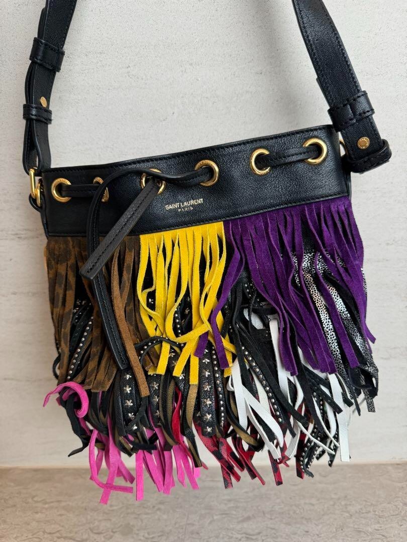 Borsa a tracolla SAINT LAURENT Emmanuelle con frange usata ottima Giappone