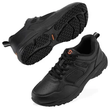 NINGO Men Oil Resistant Work Shoes Lace Up Non Slip Shoes Safety Nurse Chef Shoe