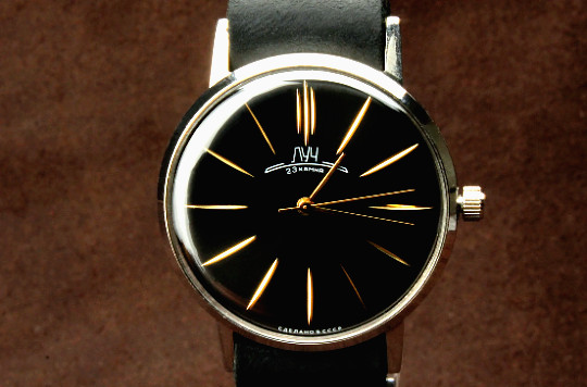 Men's LUCH Mechanical Watch Luxury Ultra SLIM leather strap POLJOT De Luxe