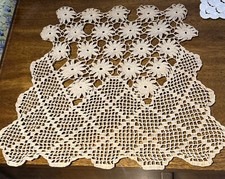 Vintage Handmade Crochet Lace Doily Flower 14 X 16 My Grandma s