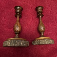 Pair of vintage olive wood Jerusalem Candlesticks