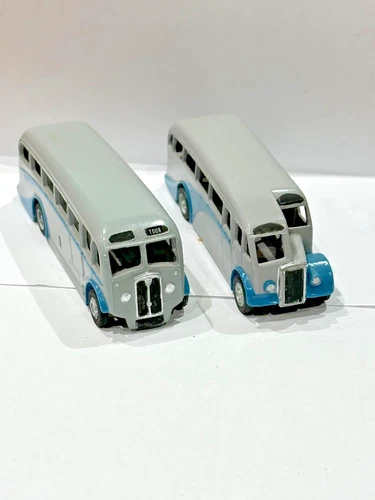 Dinky Toys Luxury Coach x2 – Repainted – Replacement Wheels – Meccano England