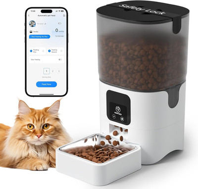 Automatic Cat Feeder with App, 2.4G Wifi Cat Food Dispenser, 6L Timed Cat Feeder