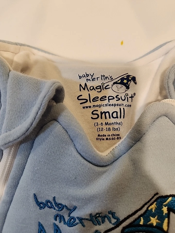 Merlin's Magic Sleep Suit Size Small 3-6 Months 12-18 lbs Blue Cotton - Image 3 of 4
