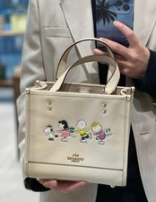 Coach x Peanuts CE850 Snoopy Collaboration Tote Shoulder Bag Chalk Women's