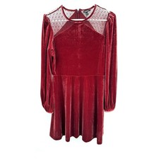 Pink Velvet and Lace Panel Dress Express Size Medium Long Sleeve