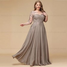 Plus Size Mother of the Bride Dresses A-line Scoop Illusion Long Chiffon