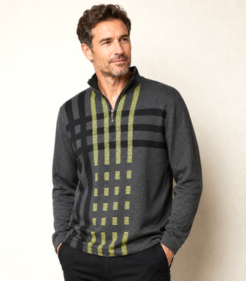  MEXX Men's Gray Sweater Pullover Half Zip 100% Cotton Large New