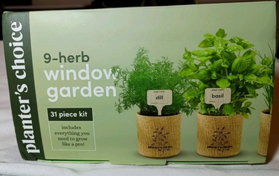#ad Planters#x27; Choice 9 Herb Indoor Window Garden Kit Herb Grow Kit Opened Box $15.00