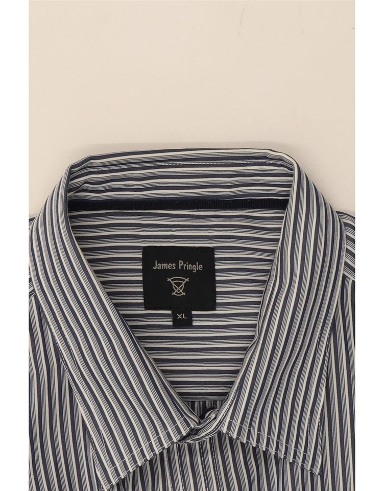 Camisa para hombre James Pringle XL azul marino a rayas algodón DM40 Foto 3 de 3