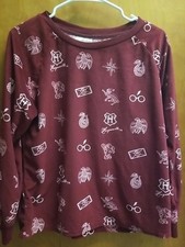 Harry Potter PJs Womens Plus Red  White Soft Velour Top  Pants Pajama Set Sz S