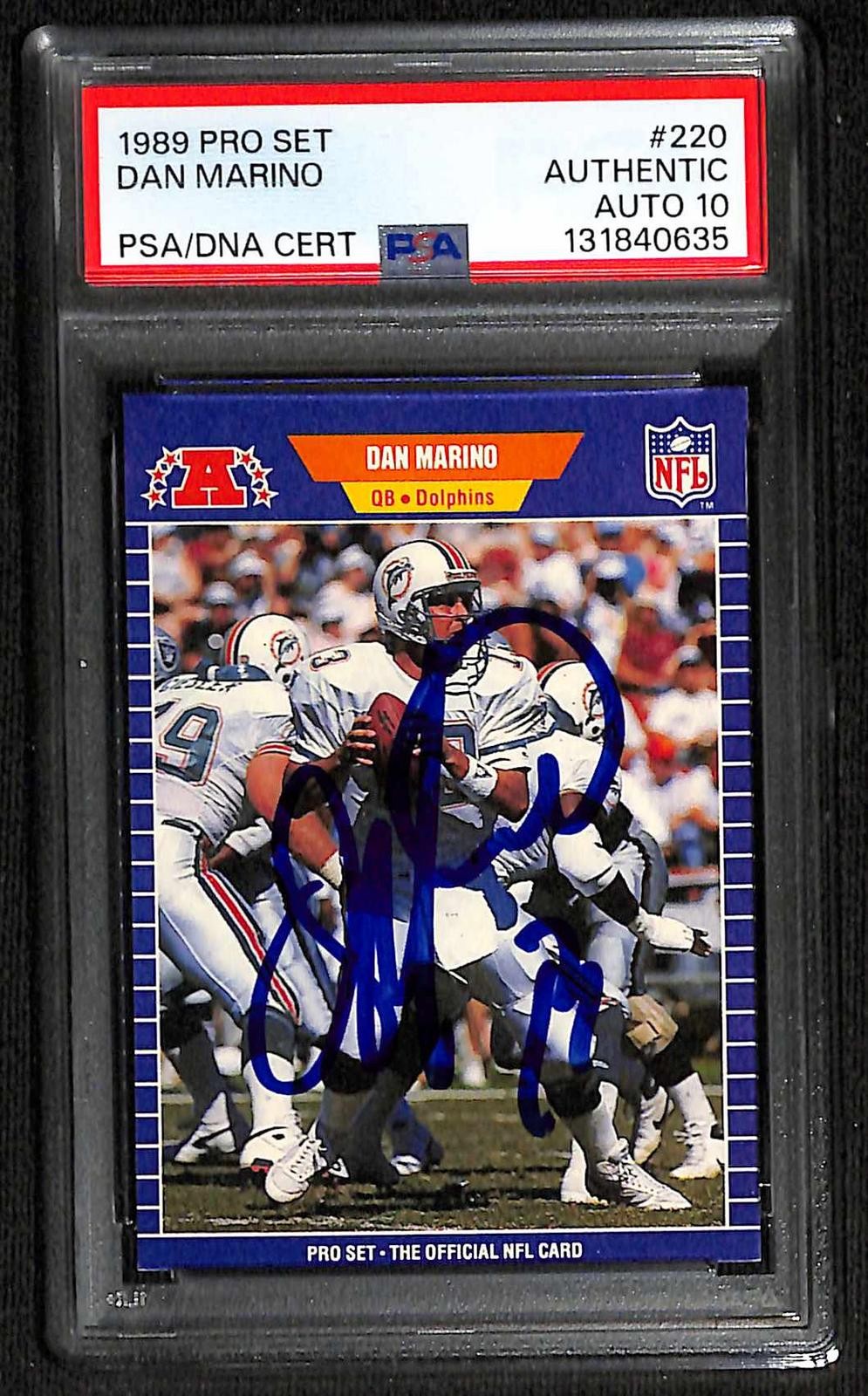 Dan Marino Dolphins HOF Signed 1989 Pro Set Card #220 PSA/DNA Auto 10