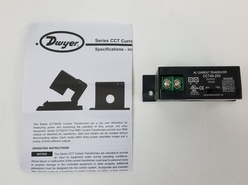Dwyer Instruments CCT40-203 AC Current Transducer 10/20/50 A Input 0-10V Out NEW - Picture 7 of 9