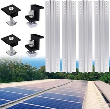 Solar Panel Rail Bracket Kit Aluminium Fixing Roof Mounting End/Middle Clamp PV