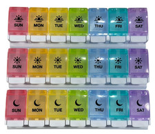 Weekly Pill Organizer 3 Times a Day with Moisture-Proof Design, Clear Multicolor