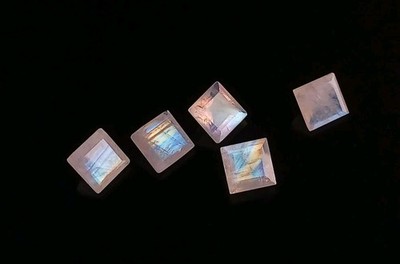 1pc Square 9×9mm Rainbow Moonstone Gemstone
