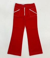 VTG Miss Holly Flare Leg Red Sailor Pant White Trim Zippers High Waist 28x30